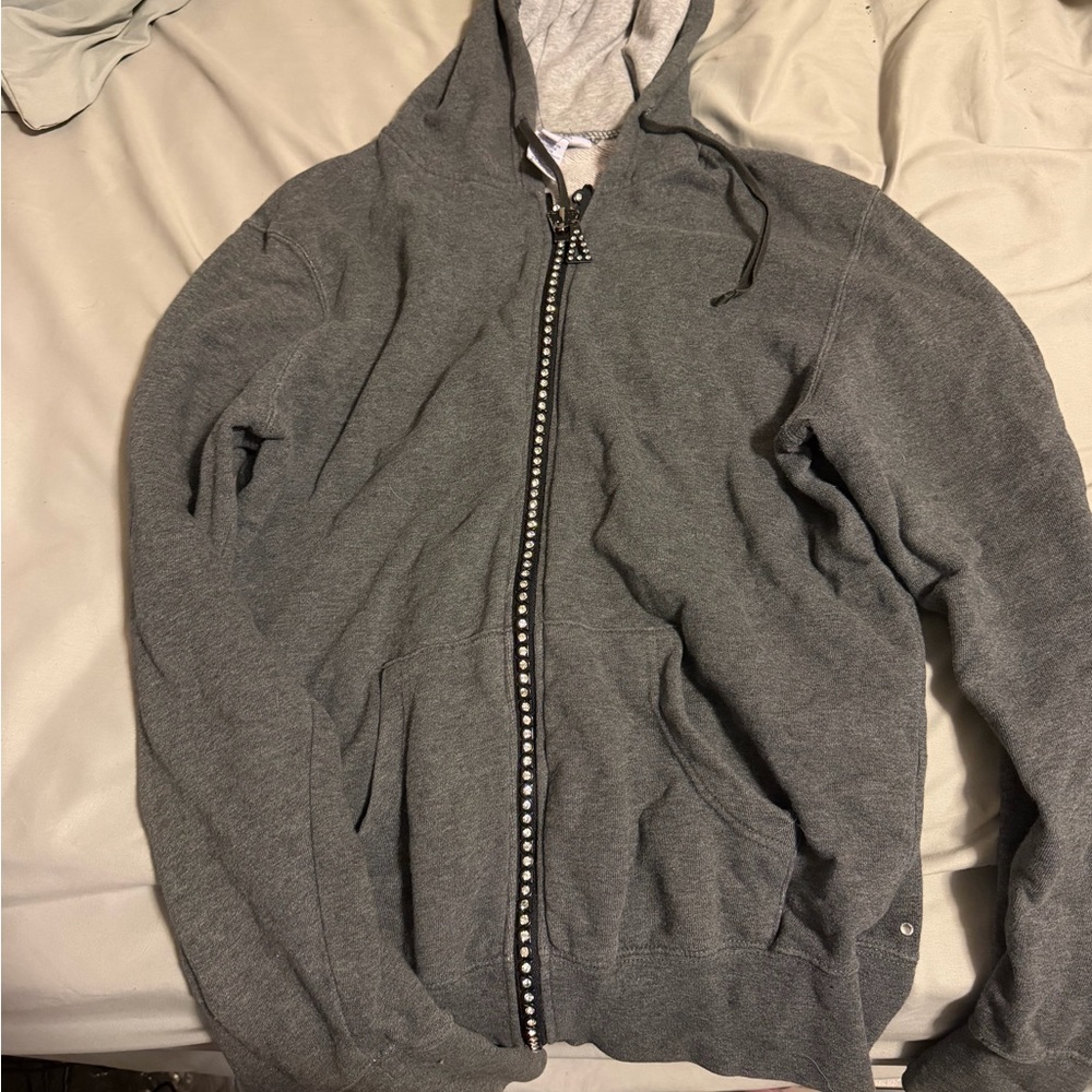 Roper Gray Hoodie with Studded Zipper